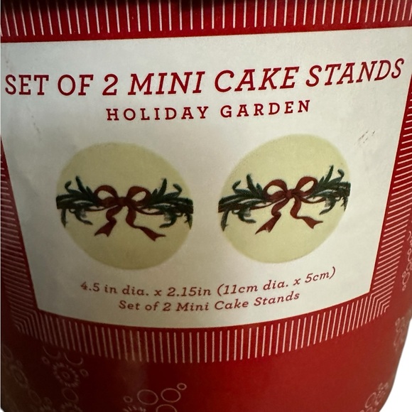 Martha Stewart 2 Mini Cake Cupcake Stands Holiday Garden Set Vintage NIB - Picture 4 of 6
